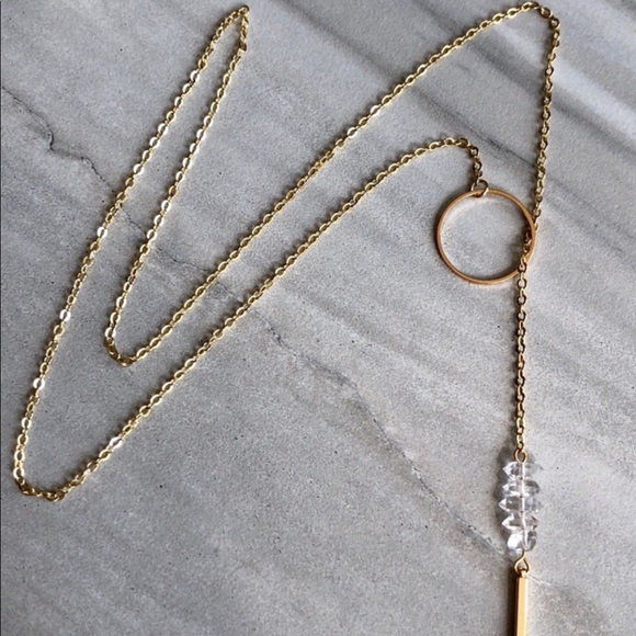 estrella & luna Jewelry - Herkimar diamond 14k gold plated lariat